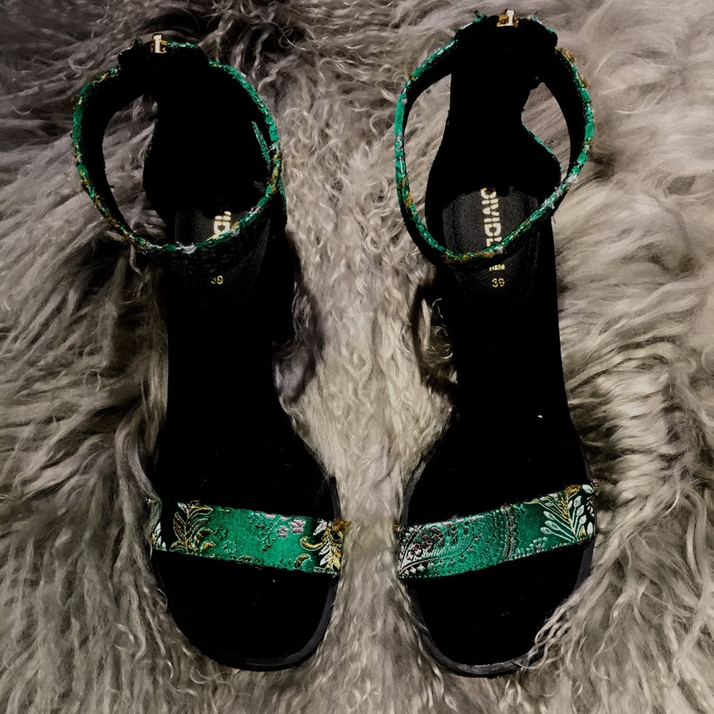 Black and green heels
